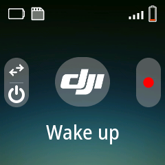 A sleeping DJI Osmo: pressing a button wakes it